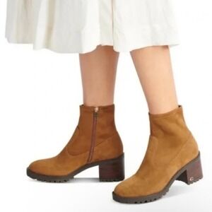Coach Joy Suede Women's Leather Raw Umber Ankle Boots Sz 6B